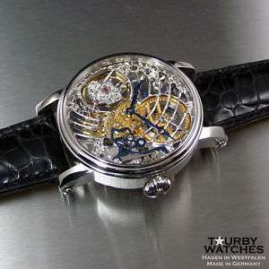 Tourby Art Deco Skeleton   genuine ETA Unitas 6498  1  