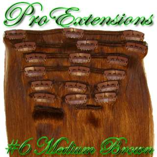 Medium Brown Clip in Human Hair Extensions 24 REMI  