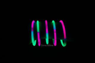 200 8 BiColor Green/Purple Glow Stick Bracelets + Freebies 