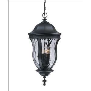   Hanging Lantern   Black Finish : Clear Watered Glass: Home Improvement