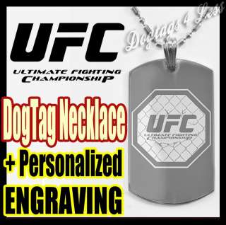 UFC TAPOUT MMA LOGO Military ID Dog Tag Necklace + Free Text Engraving 