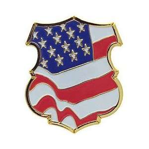  US Flag Police Shield Pin 12 Pack 