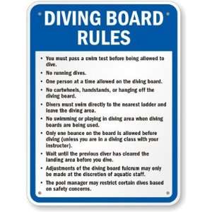  Diving Board Rules Engineer Grade Sign, 30 x 24 Office 