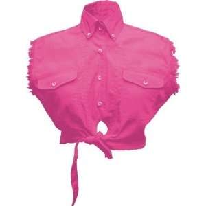    Ladies Pink Sleeveless Tie up Shirt 100% Cotton twill: Automotive