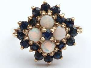 Vintage 9ct Gold Sapphire & Opal Ring Size UK L US 5.5 *108  