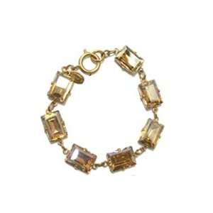 Catherine Popesco 14k Gold Plated Bracelet with Emerald Cut Champagne 