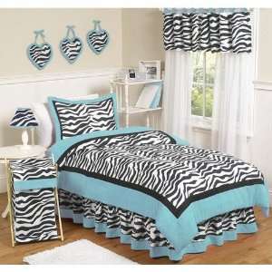 JoJo Designs Turquoise Funky Zebra 4 Piece Twin Bedding Set  