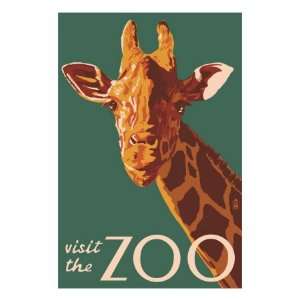  Visit the Zoo, Giraffe Up Close Giclee Poster Print, 12x16 
