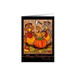  Turkeys in a Barn   Thanksgiving Card for Step Dad Card 