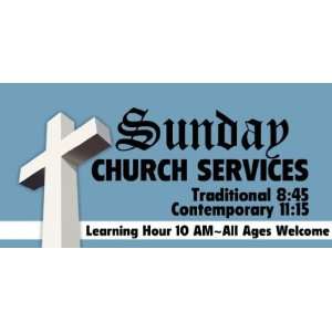  3x6 Vinyl Banner   Sunday Church Services: Everything Else