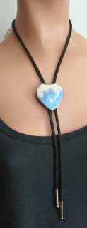 Art Moderne 80s Handpainted Ceramic Bolo Necklace  