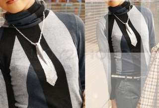 Individuality Cool Charming Tie Chain Necklace Silver  