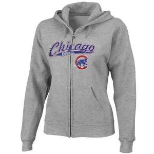  Womens Chicago Cubs Backlot Drama Ash Hooded Sweatshirt 