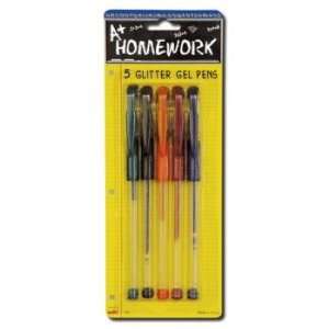  Glitter Gel Pens   5 asst.colors   5 pack Case Pack 48 