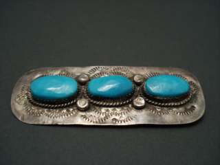 Vintage Navajo Deep Blue Turquoise Silver Pin 1950s  