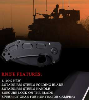 NEW STAINLESS STEEL MILITARY ARMY POCKET FOLDING KNIFE  