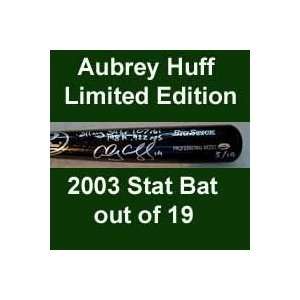  Aubrey Huff Autographed Bat Black, 03 Stats Sports 