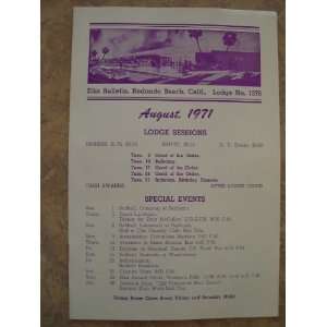Elks Bulletin, Redondo Beach, Ca. Lodge No. 1378   August 1971: Elks 