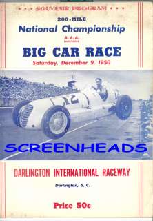 1950 Rare DARLINGTON RACEWAY 200 Mile Race PROGRAM  
