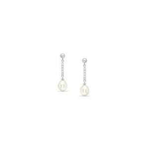 ZALES Cultured Freshwater Pearl and Diamond Cut Bead Drop Earrings in 