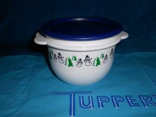  20 OZ. ONE TOUCH CHRISTMAS BOWL / DISH SNOWMAN TREES NICE GIFT!  
