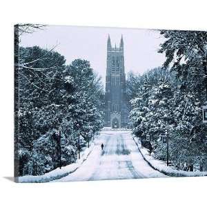   Snow Surrounds the Duke Chapel Canvas Wrap: Sports & Outdoors