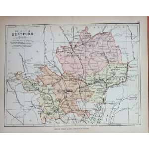    Map England C1895 Hertford Hatfield Albans Baldock