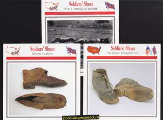 SOLDIERS SHOES Footwear Clothing U.S. CIVIL WAR 3 CARDS Confederate 