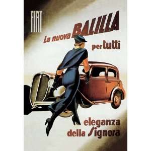 Fiat Balilla 12X18 Art Paper with Gold Frame