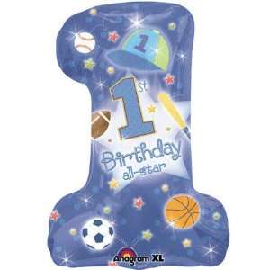    Foil SuperShape Balloon   1st Birthday Boy All Star Toys & Games