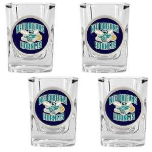   New Orleans Hornets NBA 4pc Square Shot Glass Set: Sports & Outdoors