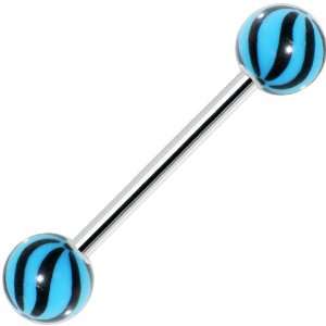  Blue Black Beach Ball Wave Barbell Tongue Ring: Jewelry