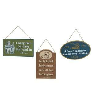  Funny Fishing Signs Christmas Ornaments Set of 3: Home 