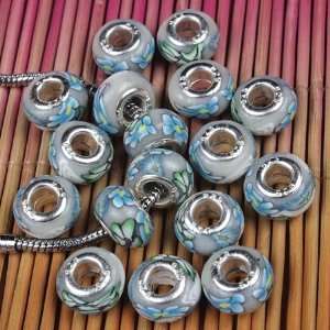  #7011 Light Blue Polymer Clay Bead 925 silver core For 