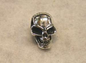 Skull Pendant 3D hole through head sterling silver Goth  