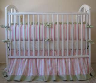 PASTEL OVER THE MOON TOILE AWNING STRIPE CRIB BEDDING SET