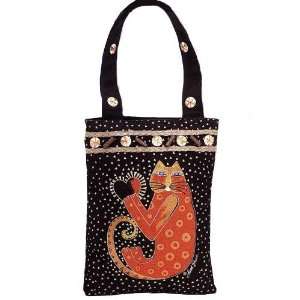  Laurel Burch Calico Cats Flat Shoulder Tote   Black By The 