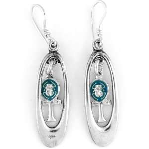  Egyptian Jewelry Silver Ankh and Scarab Earrings Jewelry