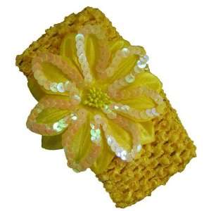  Yellow Sequin Flower Crochet Baby Headband: Home & Kitchen