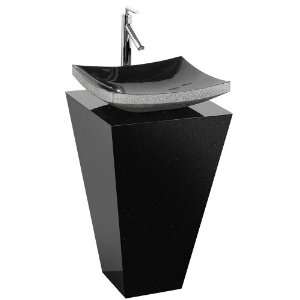   Custom Bathroom Pedestal Vanity   Black Granite w/ Black Granite Sink