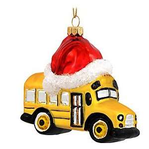 School Bus with Santa Hat Ornament