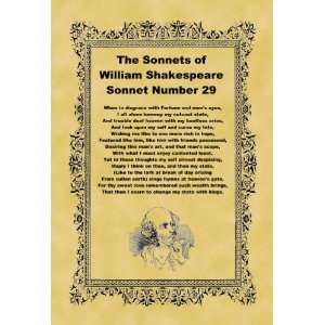   A4 Size Parchment Poster Shakespeare Sonnet Number 29