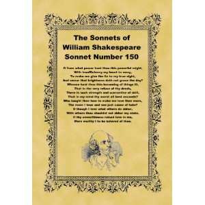   A4 Size Parchment Poster Shakespeare Sonnet Number 150