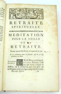 Retraite Spirituelle Louis Bourdaloue 1721 Paris Ed  