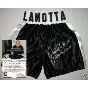  Jake LaMotta Signed Boxing Trunks: Sports & Outdoors