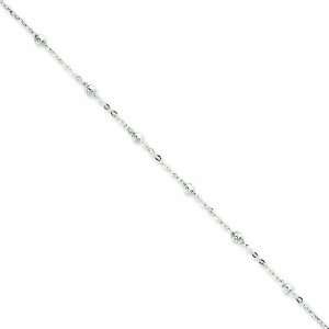  Sterling Silver 1mm Beaded Chain Anklet: Jewelry