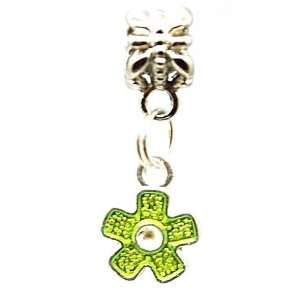  TOC BEADZ Green Metallic Flower 6mm Dangle Bead Jewelry