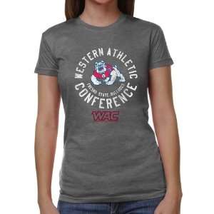 Fresno State Bulldogs Ladies Conference Stamp Tri Blend T Shirt   Ash
