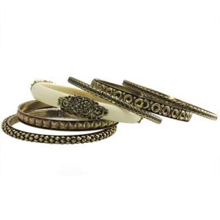 Choose A Set of 6 Antique Gold 2.5 Bangle Bracelets   4 Assorted 