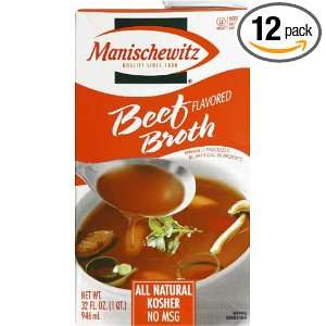 Manischewitz Beef Broth, 32 Ounce Packages (Pack of 12):  